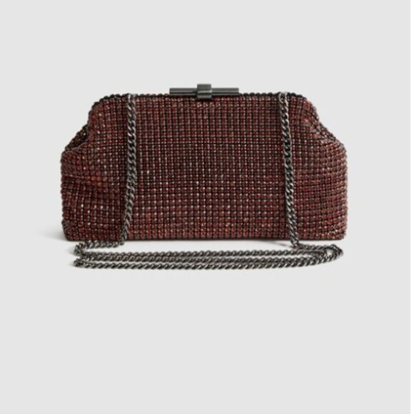 Reiss Adaline Crystal Embellished Clutch in Bronze Orange (NWT) - Picture 5 of 12